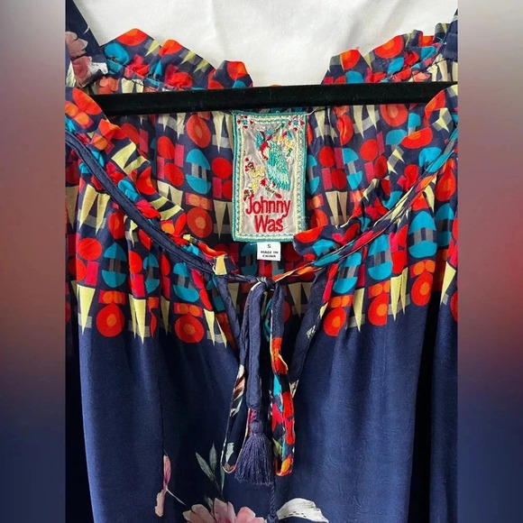 Johnny Was Oceane Printed Floral Cold-Shoulder Long Sleeve Top Small - Picture 5 of 7